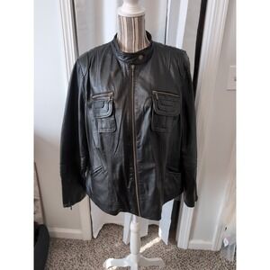 Vintage Avenue Women's Leather Moto Biker Jacket Zippers Sz 18/20 Grunge Rocker